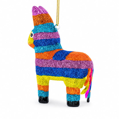 Donkey Pinata Glass Christmas Ornament