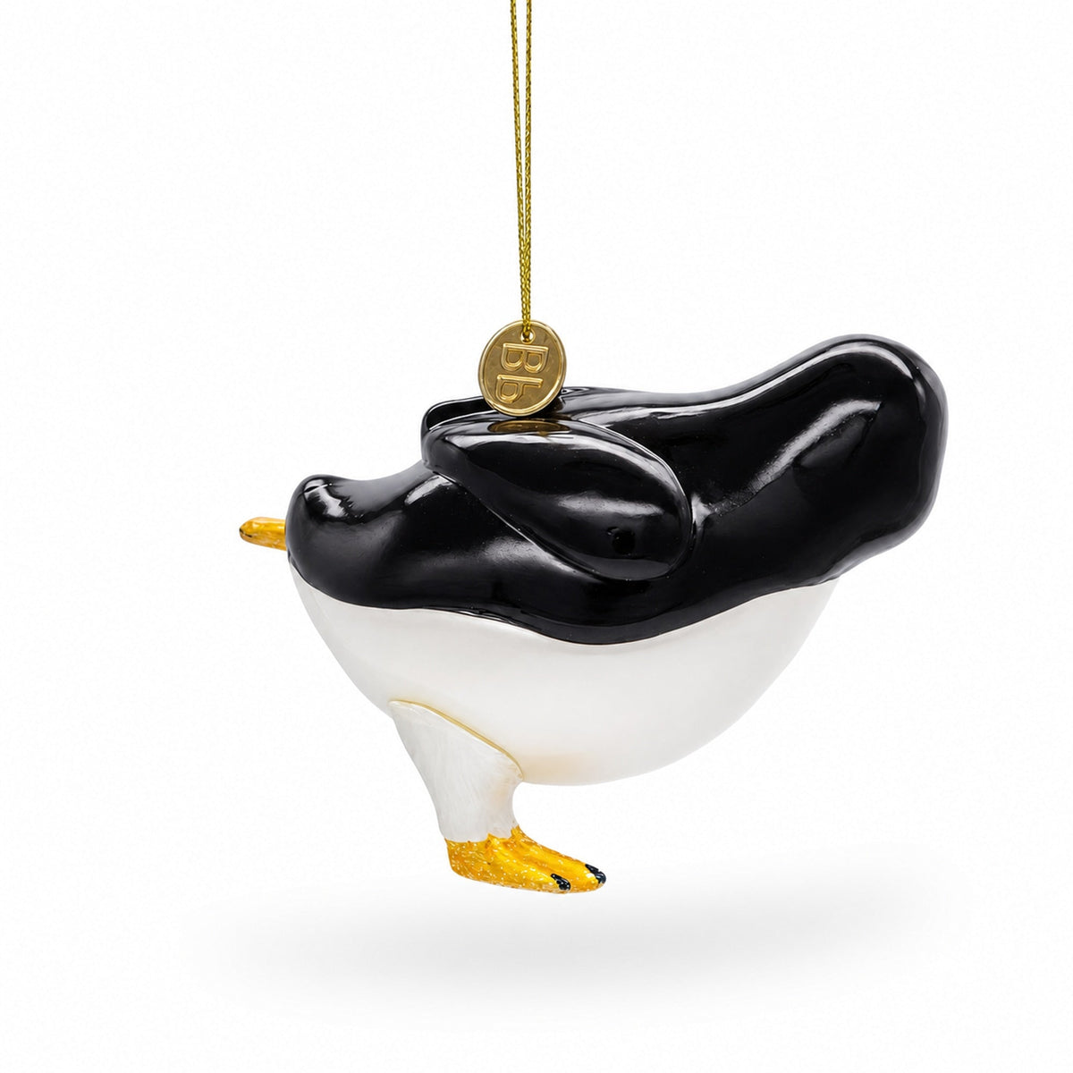 Penguin Skating Glass Christmas Ornament