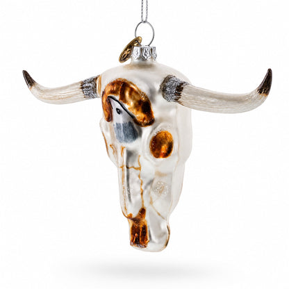 Cow Skull Glass Christmas Ornament