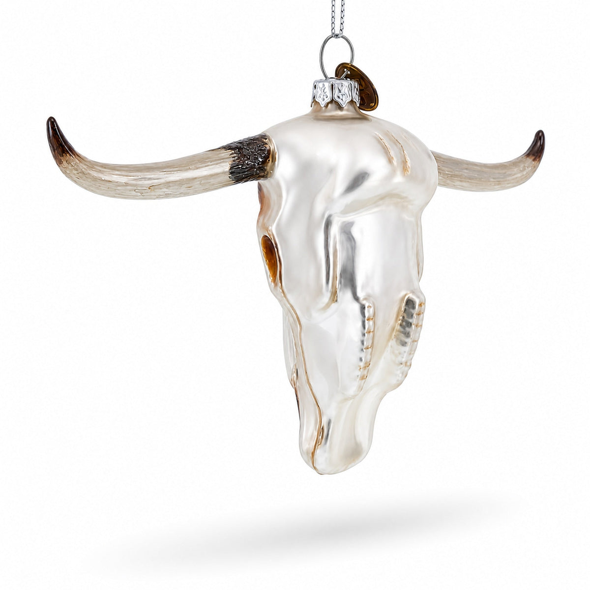 Cow Skull Glass Christmas Ornament