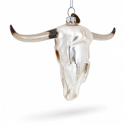 Cow Skull Glass Christmas Ornament