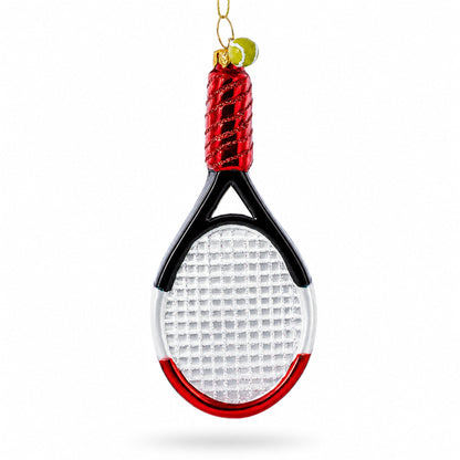 Tennis Racket Glass Christmas Ornament