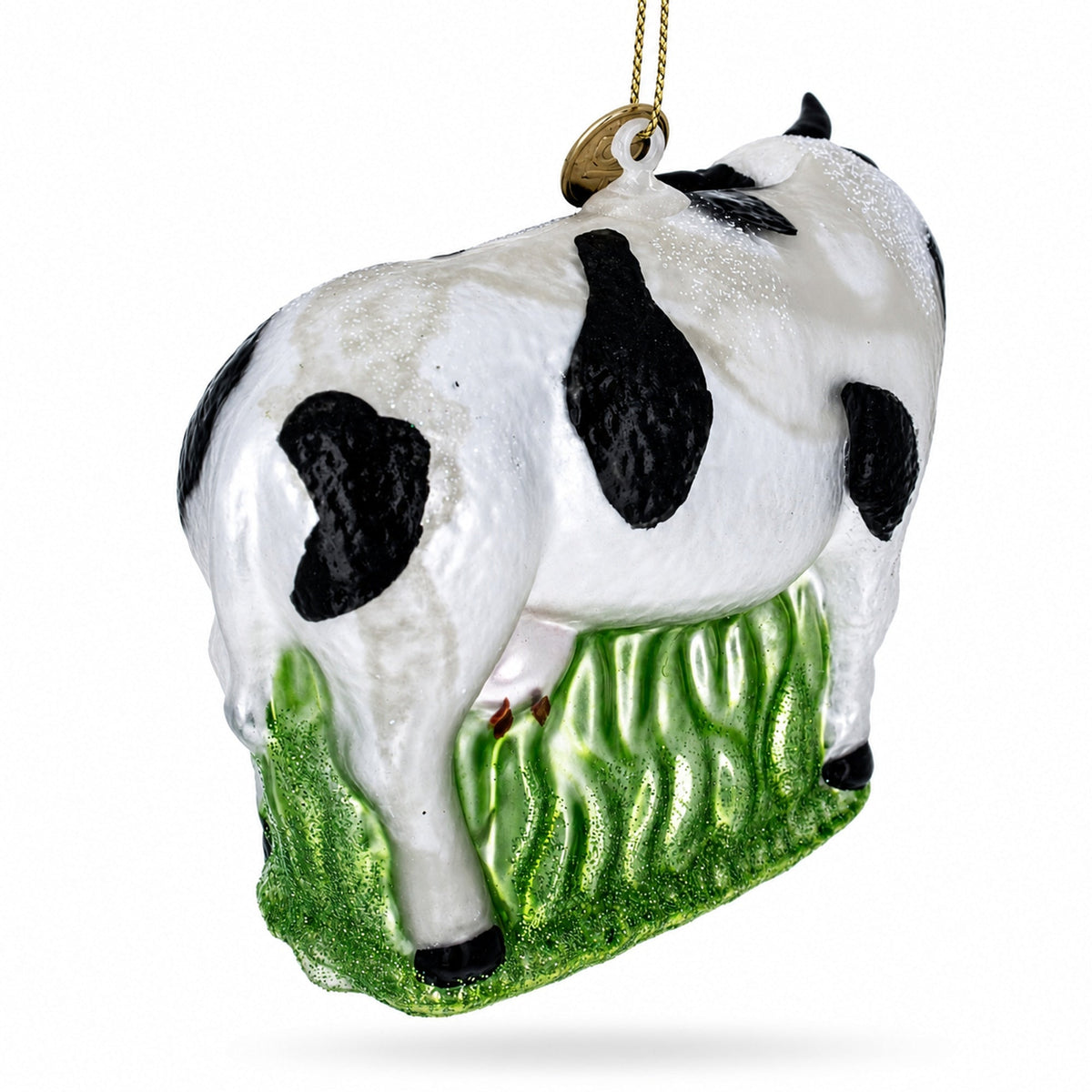 Cow with Calf Glass Christmas Ornament