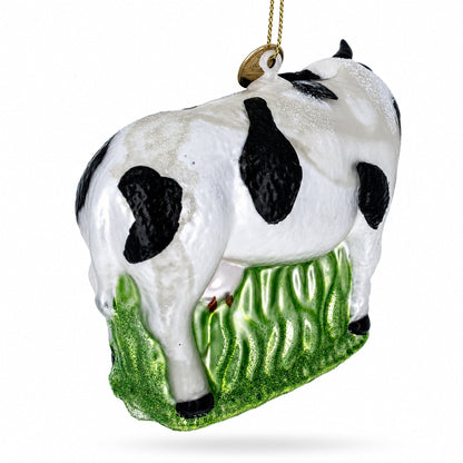 Cow with Calf Glass Christmas Ornament