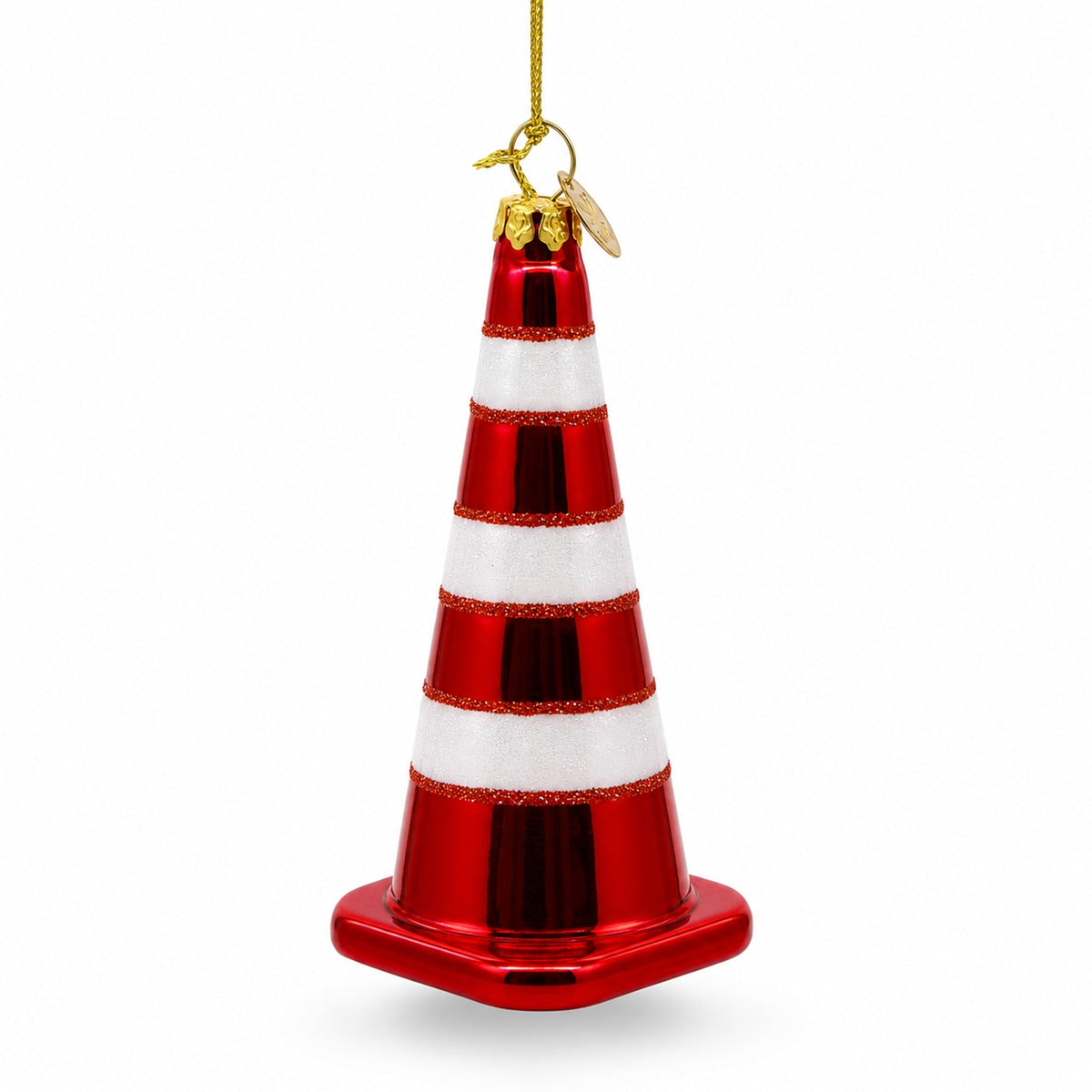 Traffic Cone Glass Christmas Ornament