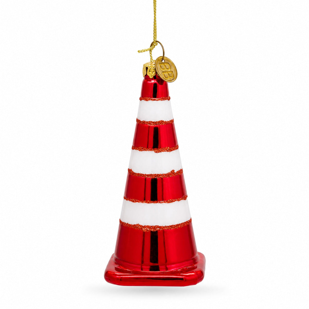 Traffic Cone Glass Christmas Ornament
