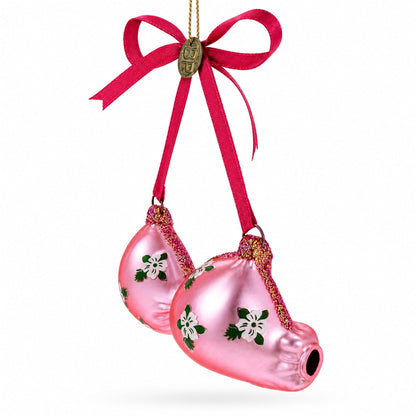 Pink Bra Glass Christmas Ornament