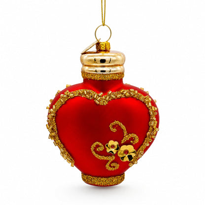 Red Perfume Bottle Glass Christmas Ornament