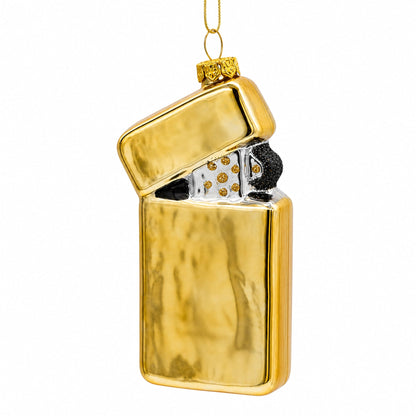 Lighter with USA Flag and Eagle Glass Christmas Ornament