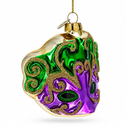 Purple Mask Glass Christmas Ornament