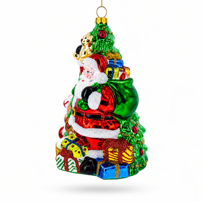Santa’s Toyland Under the Tree Glass Christmas Ornament
