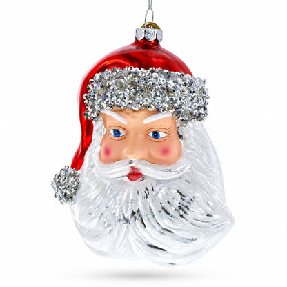 Santa Head Glass Christmas Ornament