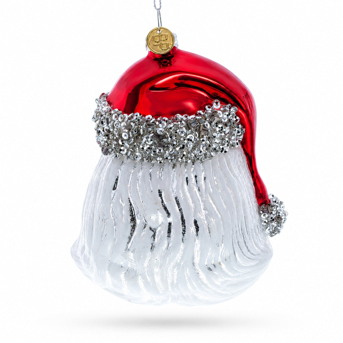 Santa Head Glass Christmas Ornament