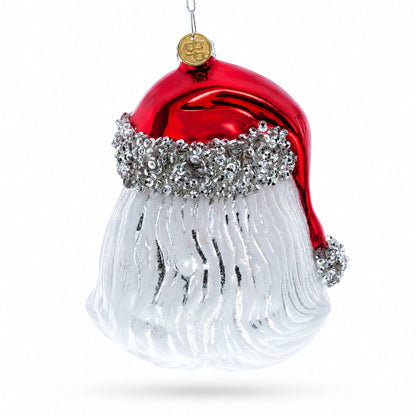 Santa Head Glass Christmas Ornament