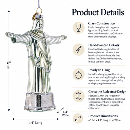 Christ the Redeemer, Rio De Janeiro, Brazil Glass Christmas Ornament