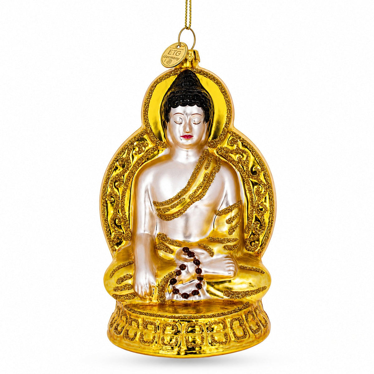 Golden Buddha Glass Christmas Ornament
