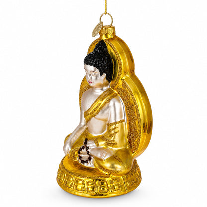 Golden Buddha Glass Christmas Ornament