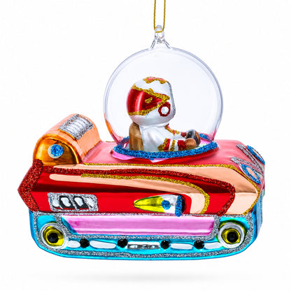 Astronaut in Space Vehicle Glass Christmas Ornament