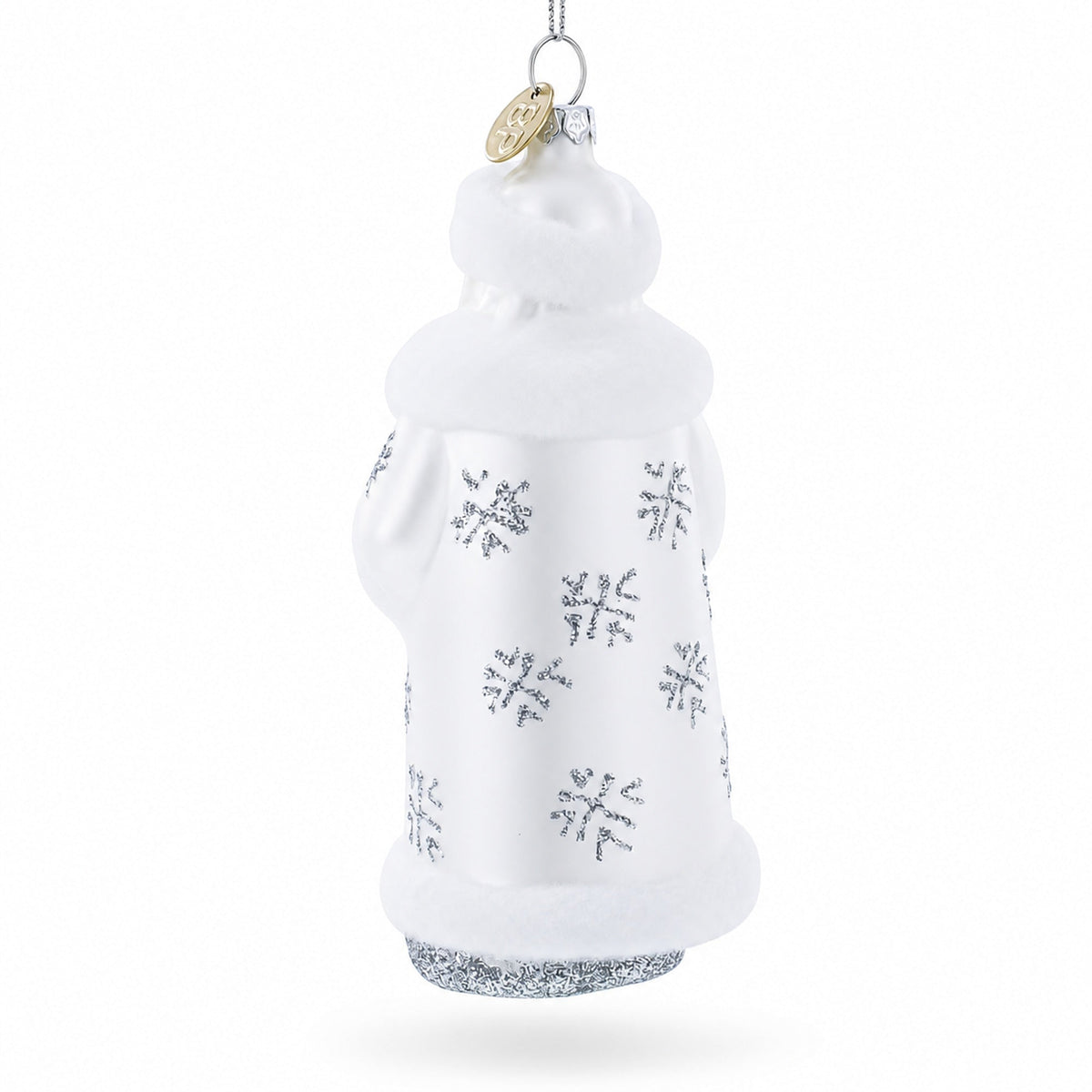 Santa in Elegant White Glass Christmas Ornament