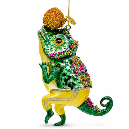 Chameleon Lizard Glass Christmas Ornament