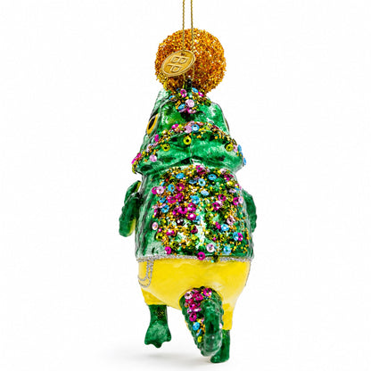Chameleon Lizard Glass Christmas Ornament
