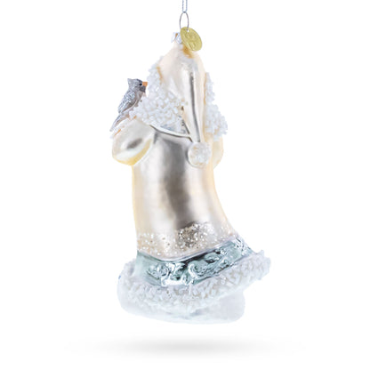 Woodland Santa with Forest Friends Glass Christmas Ornament