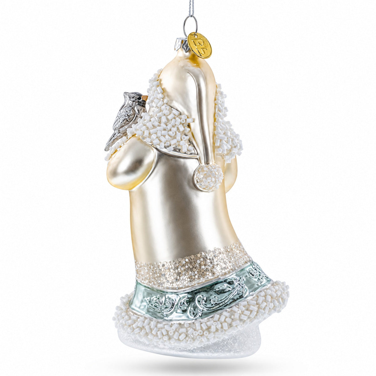 Woodland Santa with Forest Friends Glass Christmas Ornament