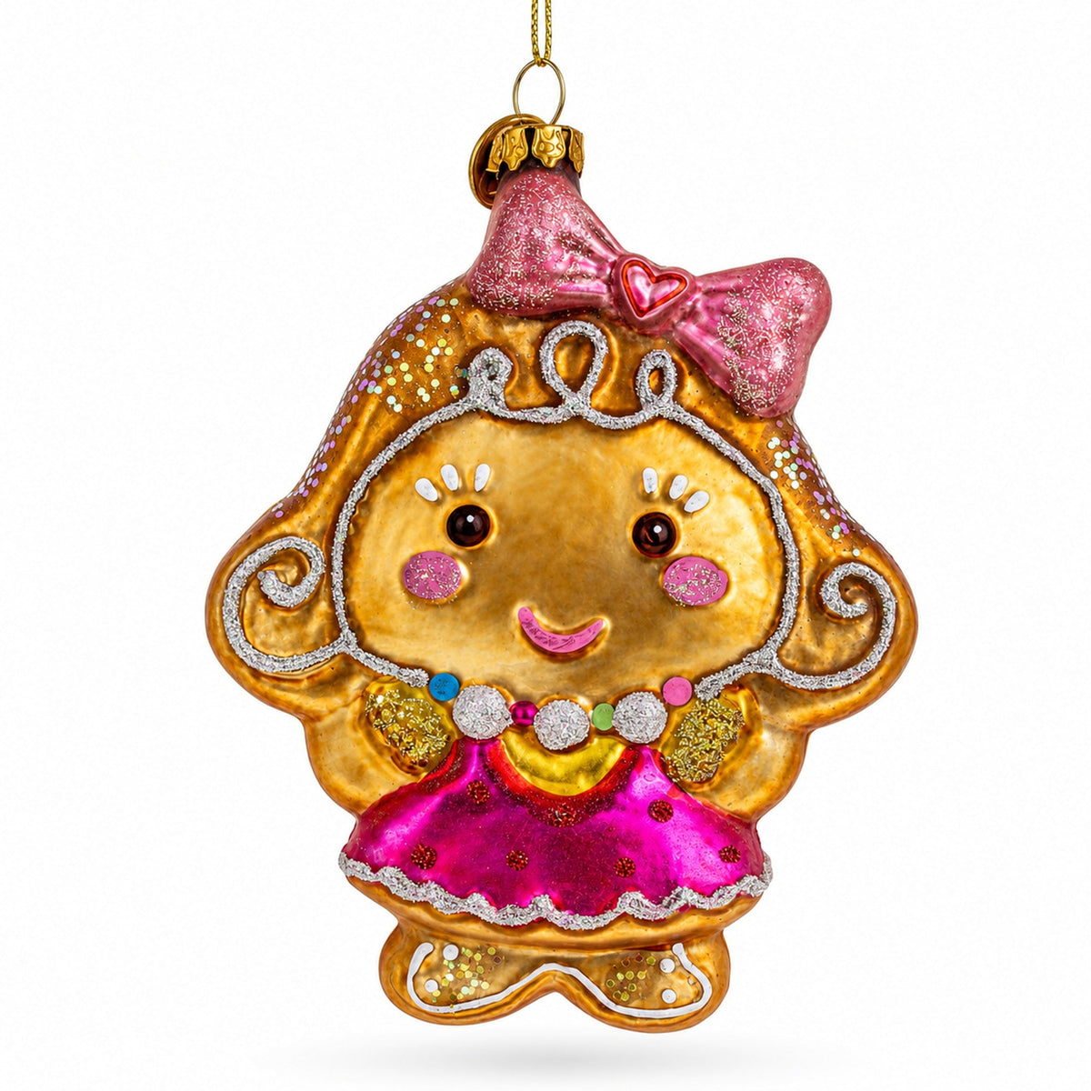 Gingerbread Girl Glass Christmas Ornament