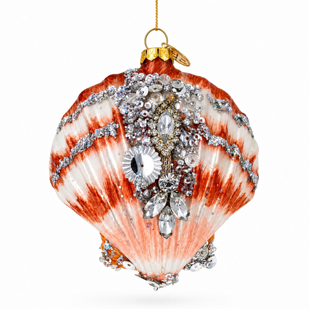 Sparkling Seashells Glass Christmas Ornament