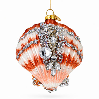Sparkling Seashells Glass Christmas Ornament