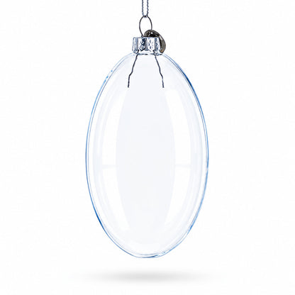 Set of 3 Oval Flat Discs Clear Glass Christmas Ornament, 5 Inches