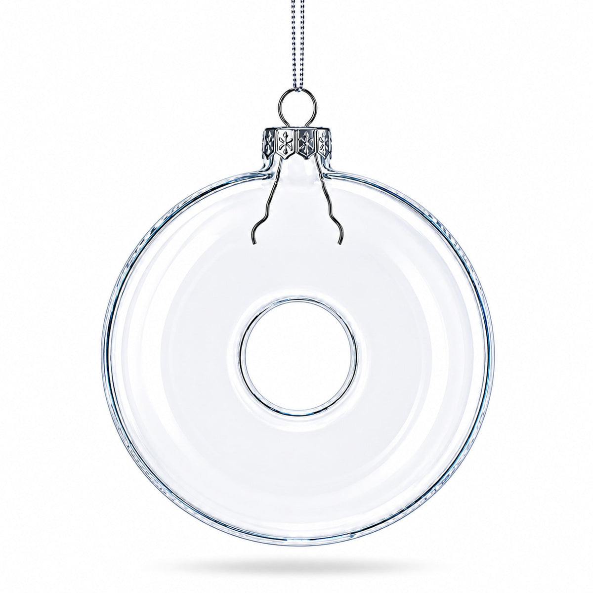 Doughnut Clear Glass Christmas Ornament