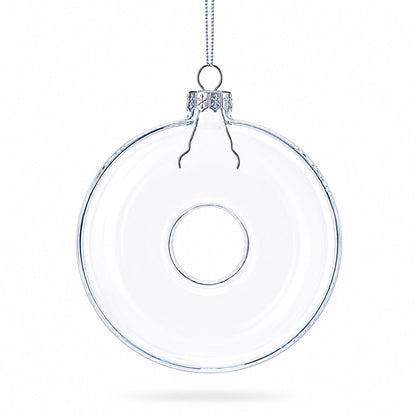 Doughnut Clear Glass Christmas Ornament
