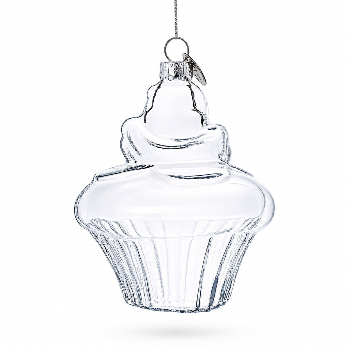 Cupcake Clear Glass Christmas Ornament