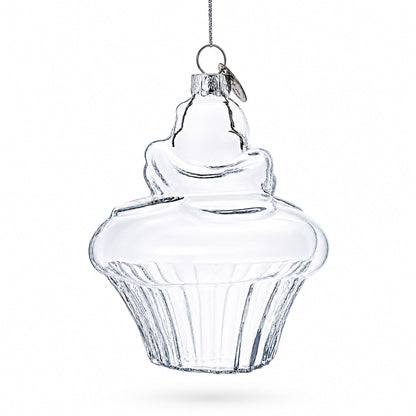 Cupcake Clear Glass Christmas Ornament