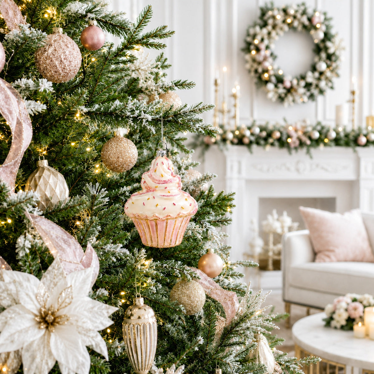 Cupcake Clear Glass Christmas Ornament