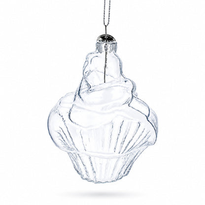 Cupcake Clear Glass Christmas Ornament