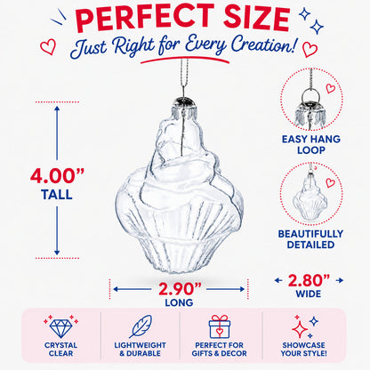 Cupcake Clear Glass Christmas Ornament