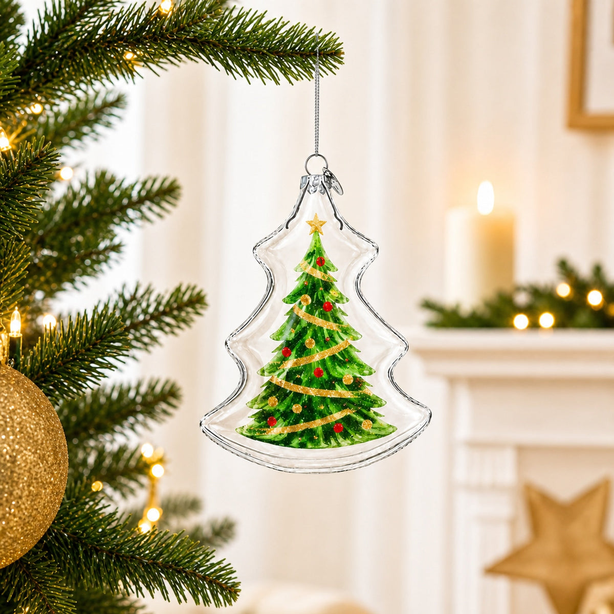 Christmas Tree Clear Glass Christmas Ornament
