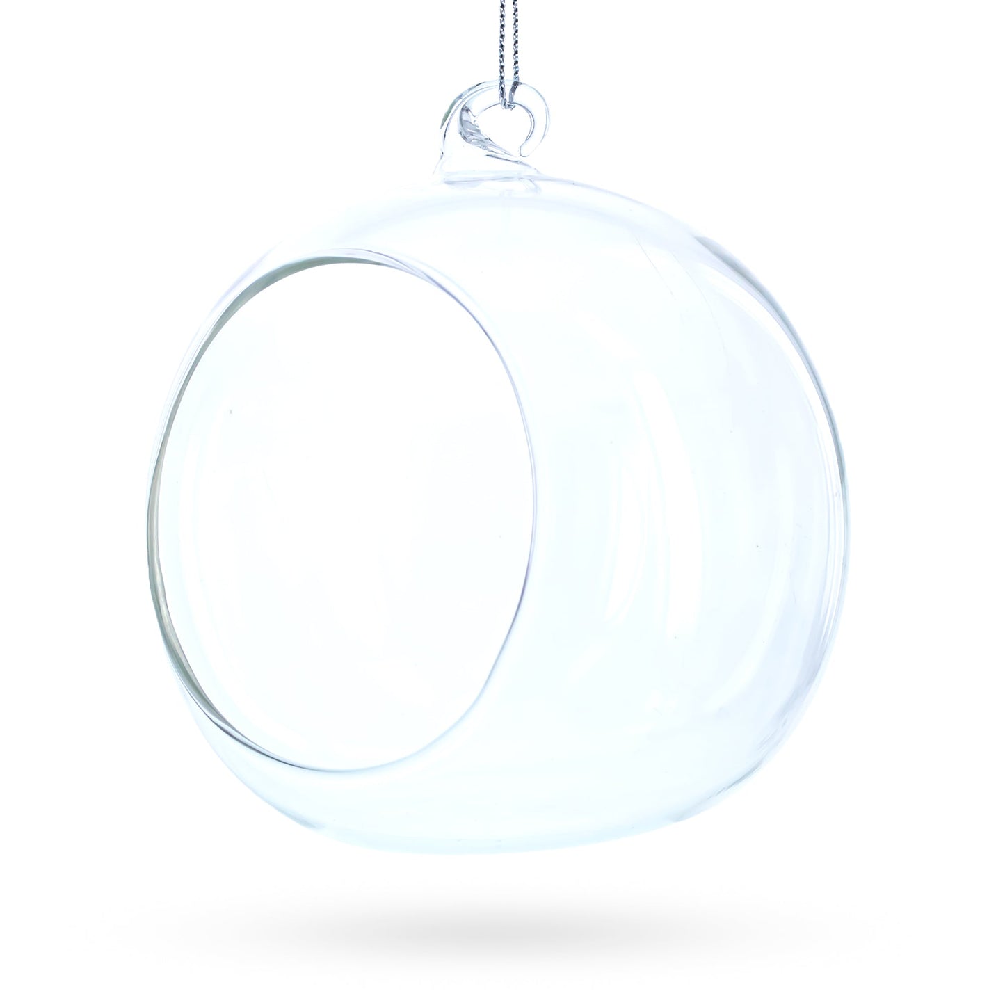 Spherical Openwork Clear Glass Christmas Ornament 4.5 Inches