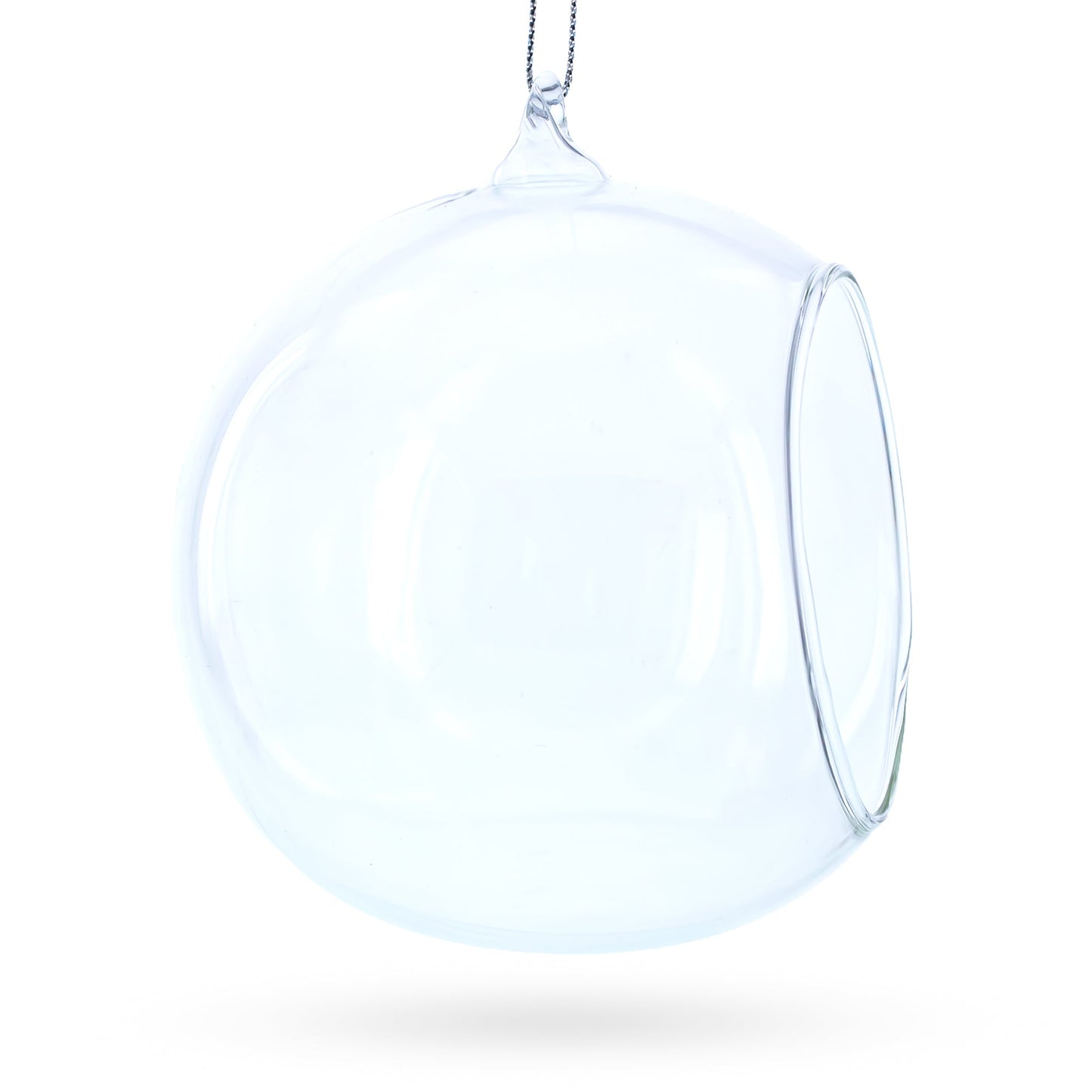 Spherical Openwork Clear Glass Christmas Ornament 4.5 Inches