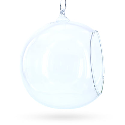 Spherical Openwork Clear Glass Christmas Ornament 4.5 Inches