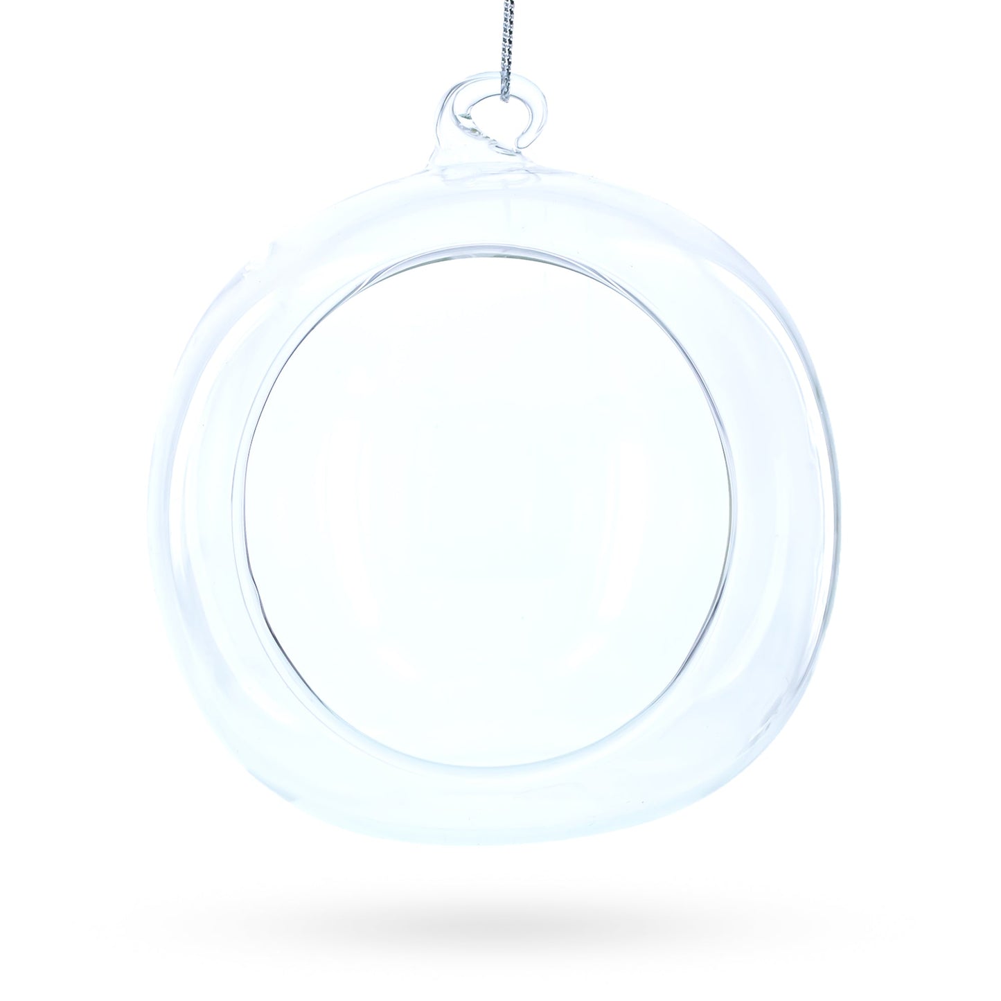 Spherical Openwork Clear Glass Christmas Ornament 4.5 Inches