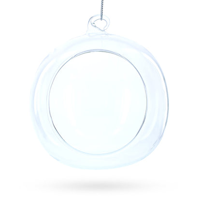 Spherical Openwork Clear Glass Christmas Ornament 4.5 Inches