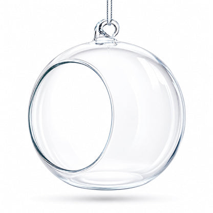 Spherical Openwork Clear Glass Christmas Ornament 4.5 Inches