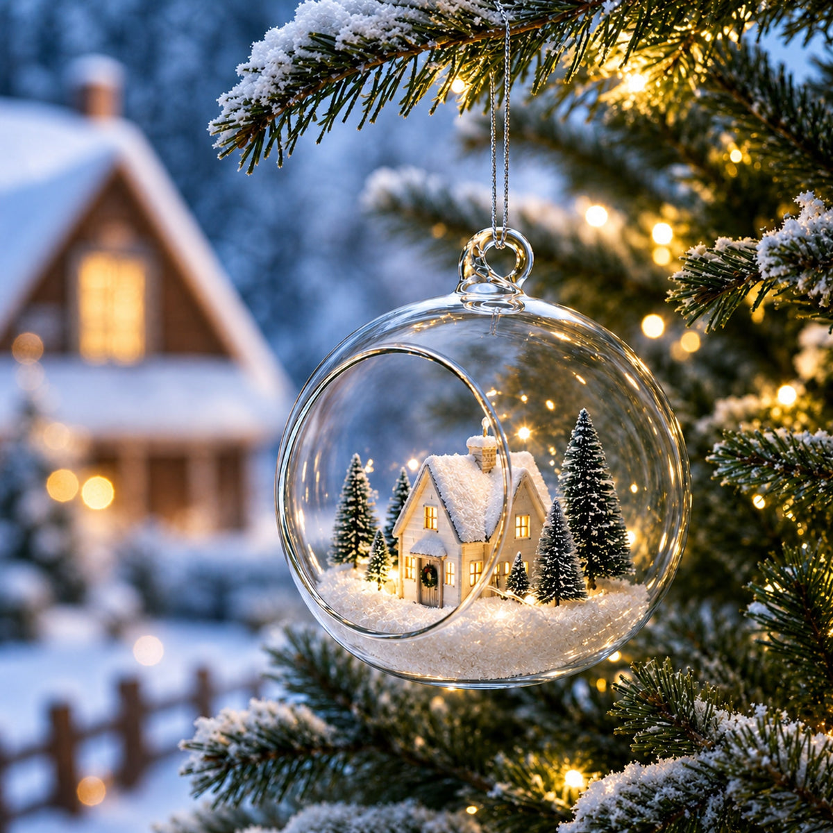 Spherical Openwork Clear Glass Christmas Ornament 4.5 Inches