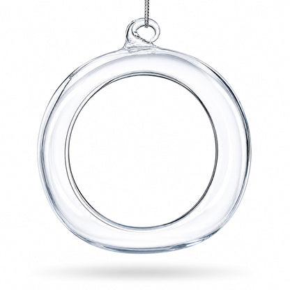 Spherical Openwork Clear Glass Christmas Ornament 4.5 Inches
