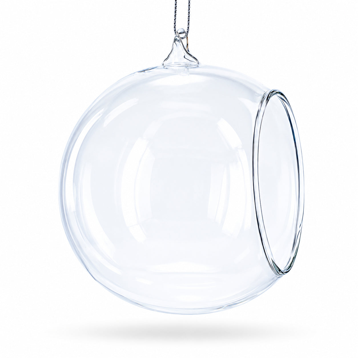 Spherical Openwork Clear Glass Christmas Ornament 4.5 Inches