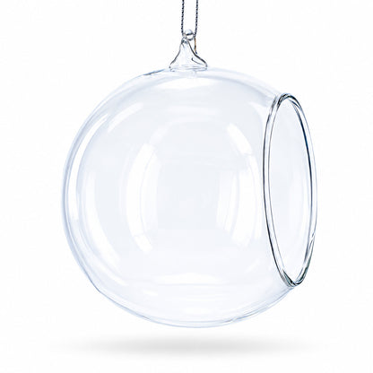 Spherical Openwork Clear Glass Christmas Ornament 4.5 Inches