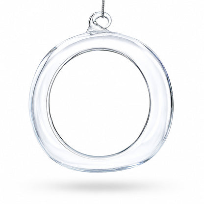 Spherical Openwork Clear Glass Christmas Ornament 4.5 Inches